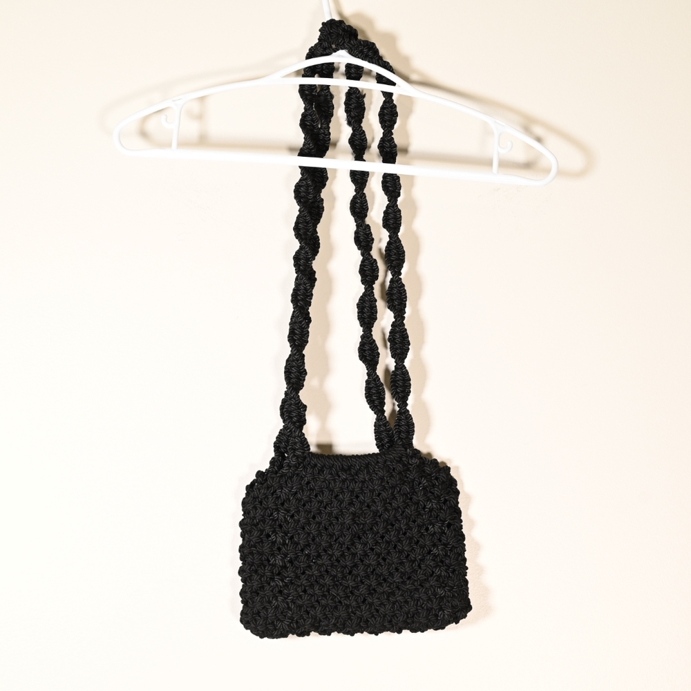 Handmade Vintage Macrame Bag Black - Picture 2 of 2
